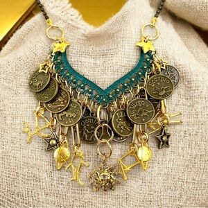 Zodiac necklace Unique one if a kind necklace. Astrology jewelry Boho jewelry